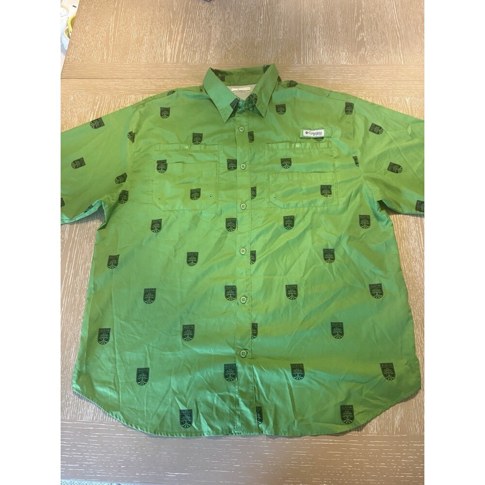 Austin FC Columbia Omni-Shade Men's 2XL Green Short Sleeve Button-Up Shirt